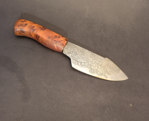 Fischmesser mit Griff aus Thuja Maser