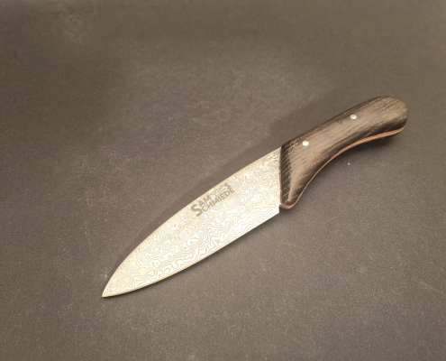 Damast Brotzeitmesser mit Mooreichengriff