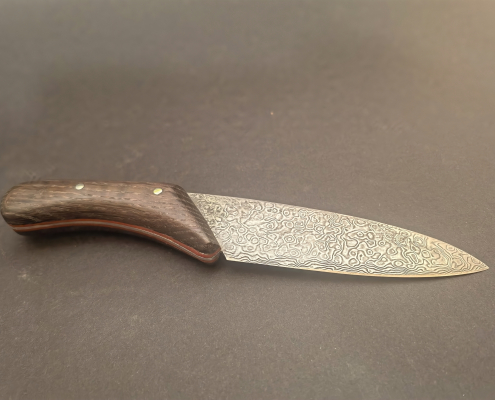 Damast Brotzeitmesser mit Mooreichengriff Damast Brotzeitmesser mit Mooreichengriff