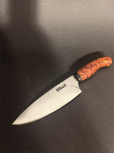 Chefkochmesser mit Griff aus Thuja Maser Chefkochmesser mit Griff aus Thuja Maser