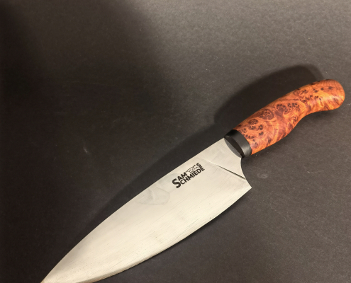 Chefkochmesser mit Griff aus Thuja Maser